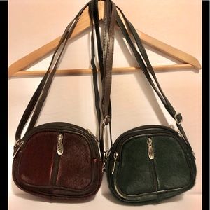 Lot of 2 VALENTINA Calf Pony Hair crossbodies GUC